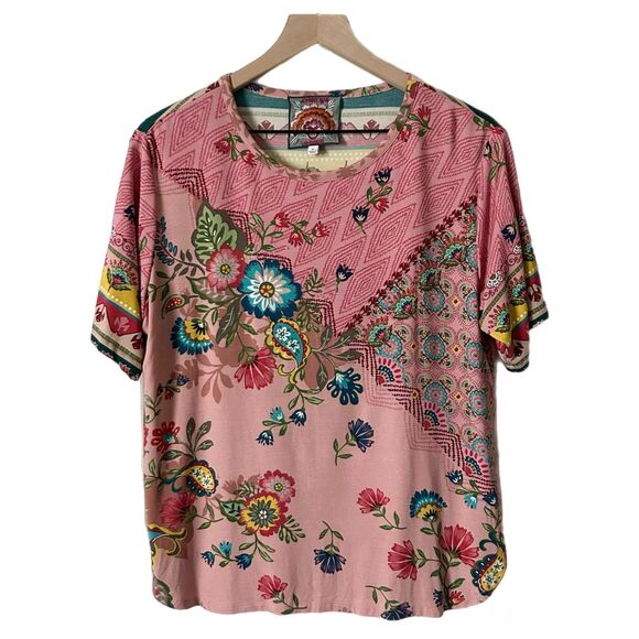Johnny Was Floral Abstract Print Blouse in Pink Size Medium - Picture 1 of 6
